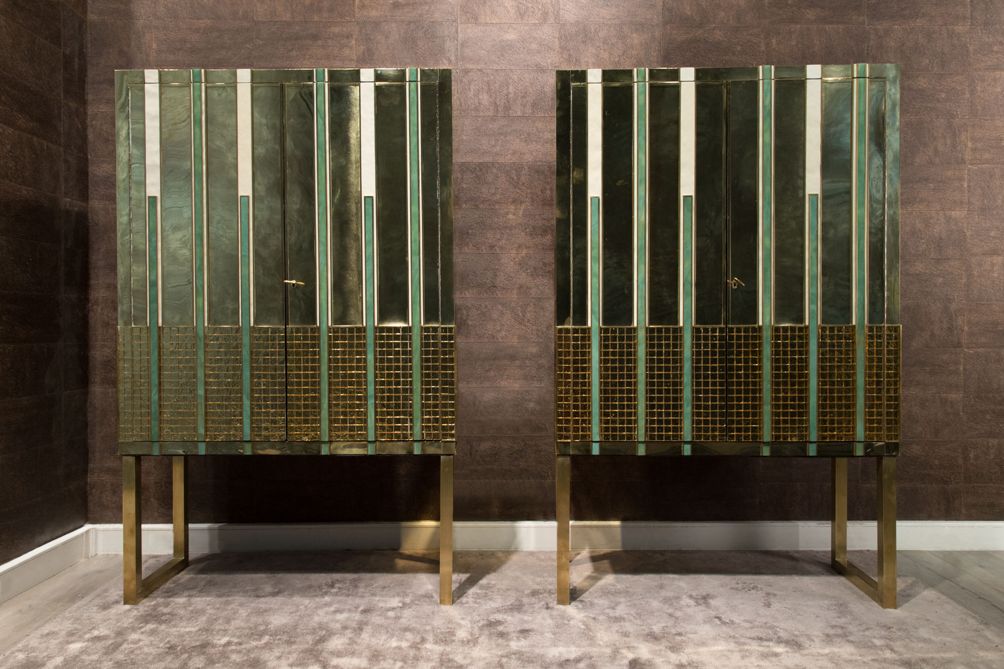 Pair of Vintage Mirrored Italian Cabinets