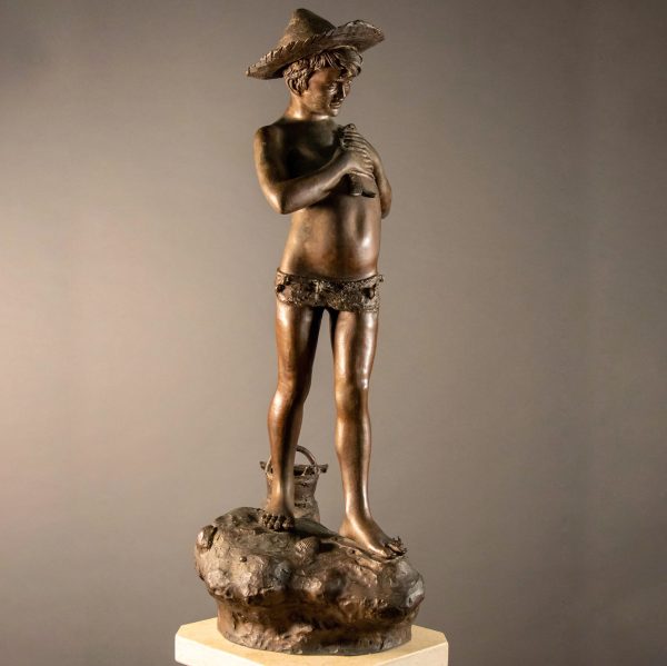 Sculpture en Bronze Pêcheur par Varlese