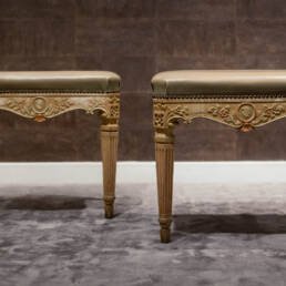 Pair of Period Piedmont Lacquered Wooden Louis XVI Benches