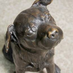 Modern Signed Bronze Dog Sculpture Franz Canins