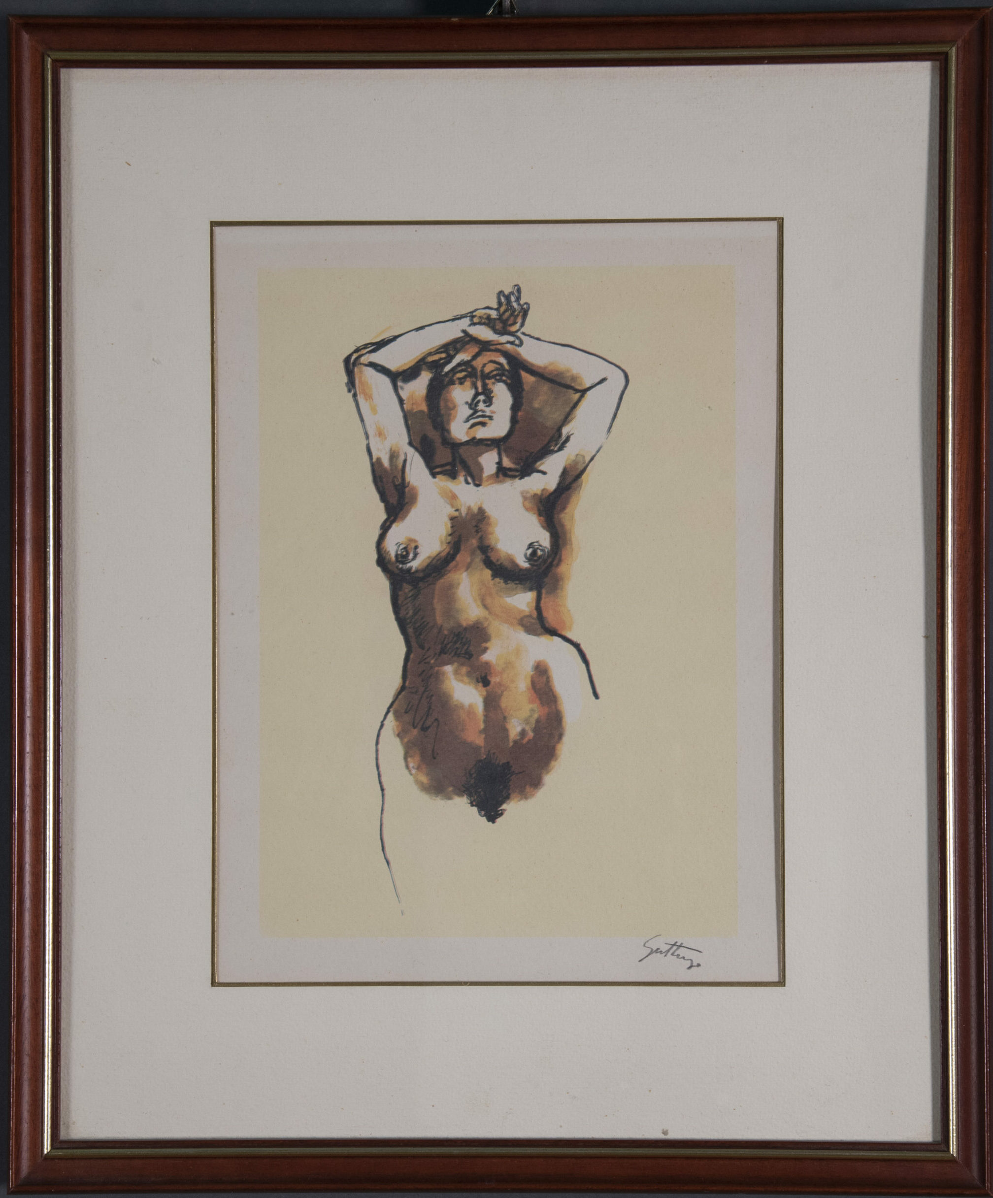 Renato Guttuso Lithographie originale d'une femme nue