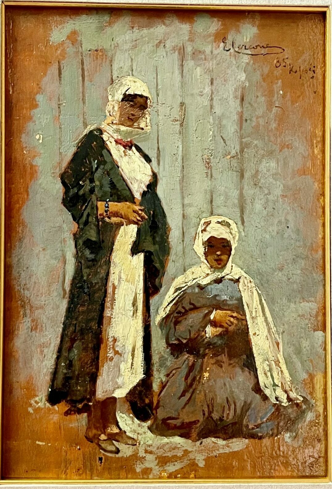 Portrait of two Tunisian women in traditional clothes