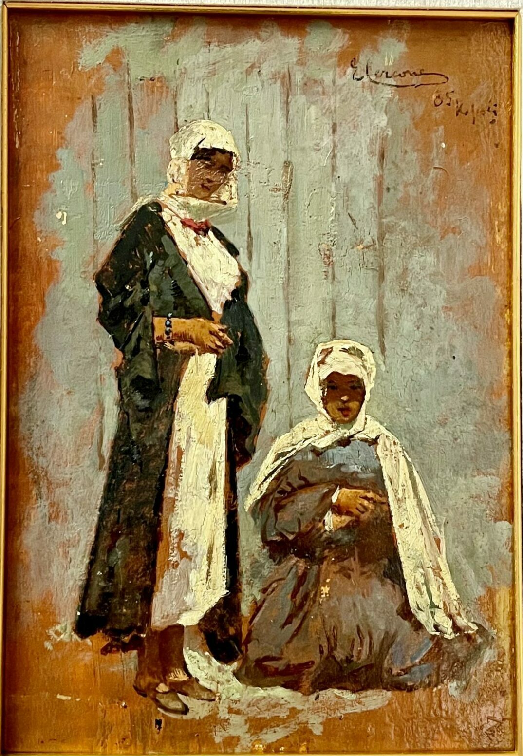 Eugenio Cecconi Portrait de deux femmes tunisiennes en costumes traditionnels
