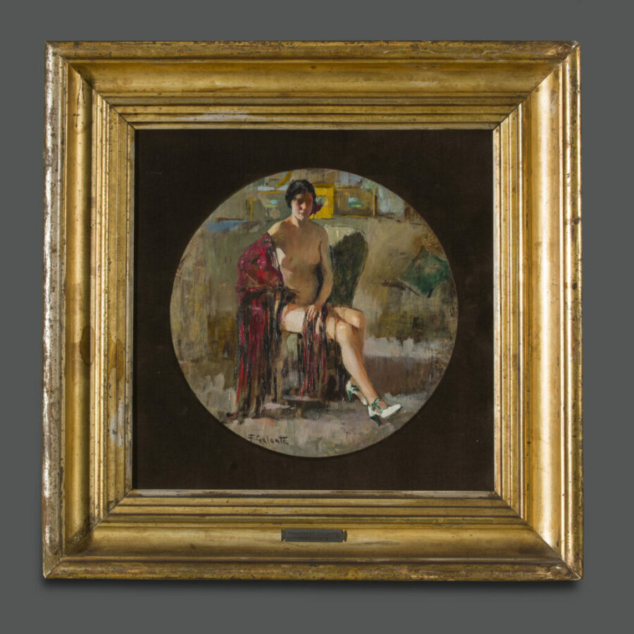 Francesco Galante scena d'interno con nudo di donna opera arte moderna