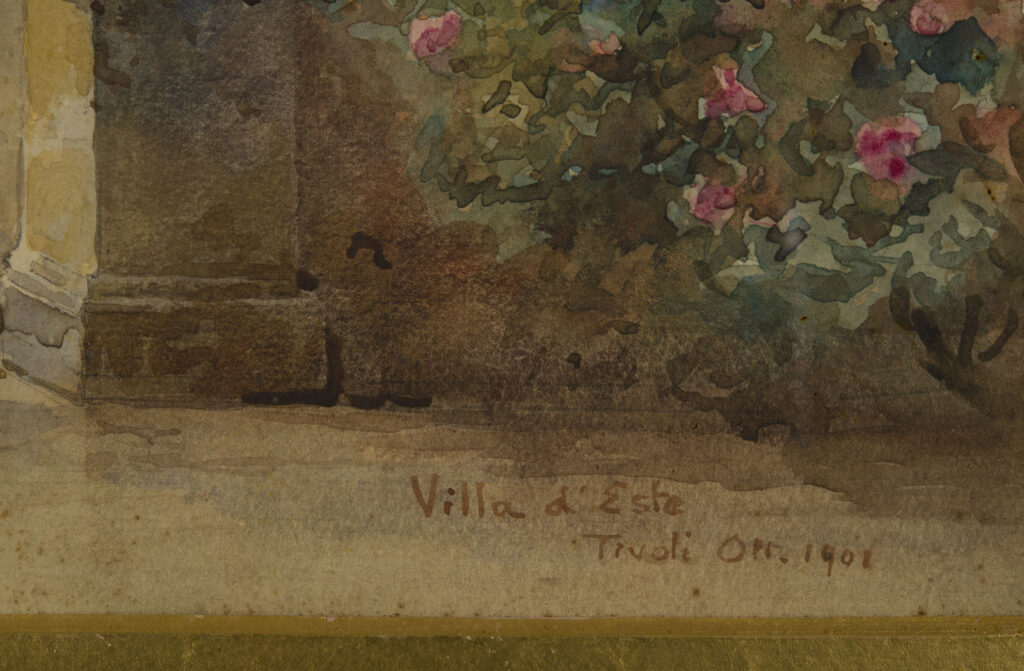 Tivoli Villa d'Este aquarelle par E. Roesler Franz  en vente sur Egidi MadeinItaly