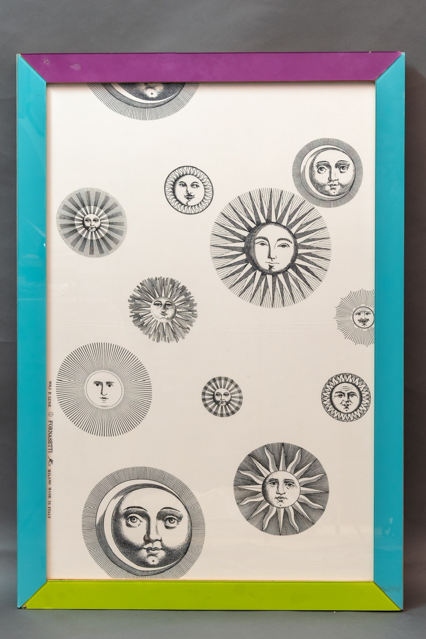  “Soli e Lune” series Pair of Modern Piero Fornasetti Fabric Panels