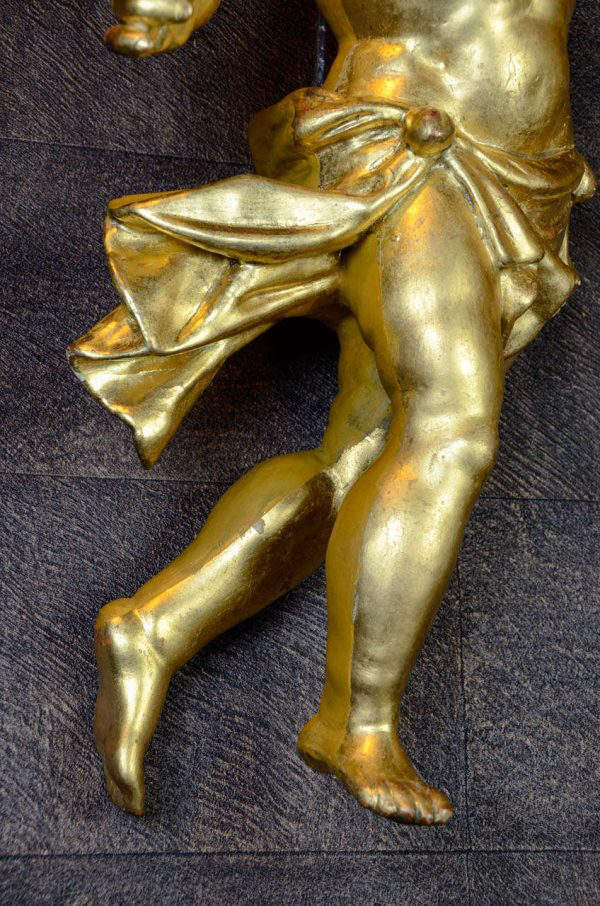 Detail Legs Pair of Italian Gilded Putti
