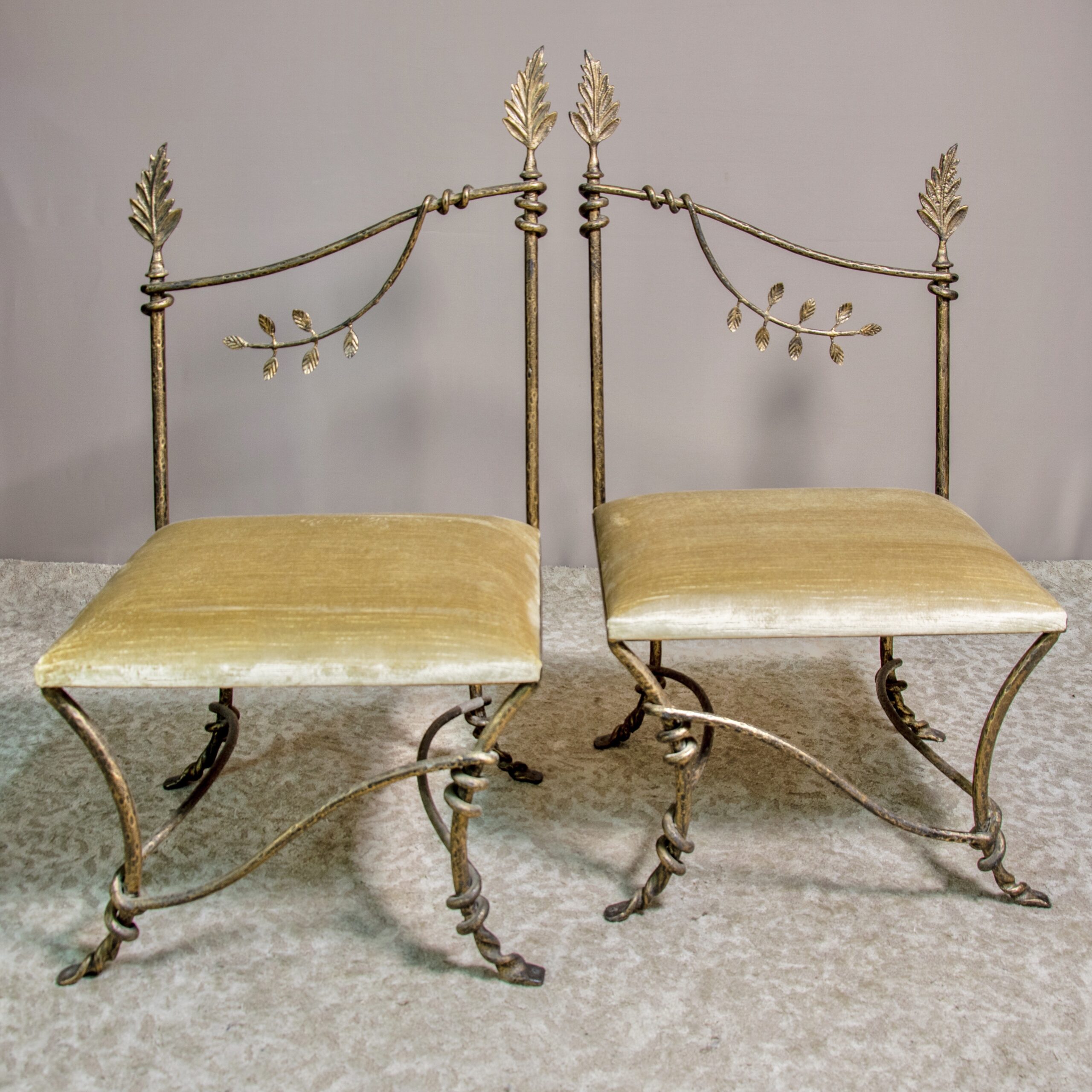 Pair of Modern Metal Armchairs Signed by Emilio Robba