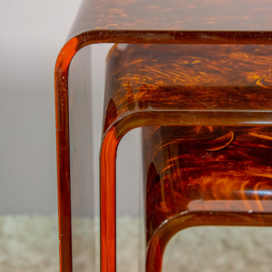 Quatre Table Basse en Plexiglas Faux Tortoise Vintage Design