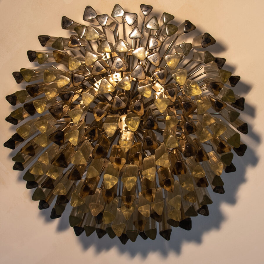 Lower part Pair of 70's Italian Venini Murano chandeliers