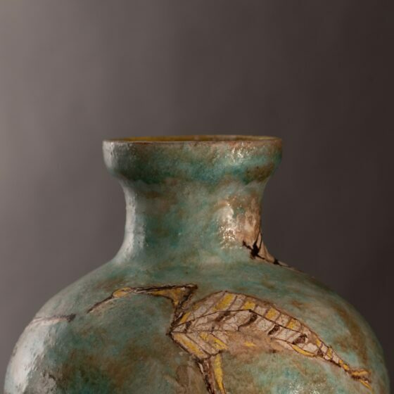 Green-gray background glaze Carlo Zauli vase