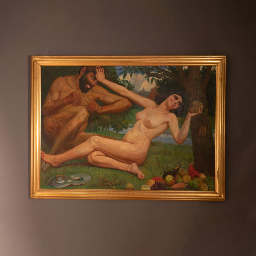 Eugenio Citriniti huile sur toile Satyre et Nymphe