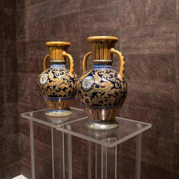 Pair of Italian Majolica Vases