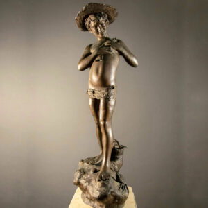 Sculpture en Bronze Pêcheur par Giovanni Varlese