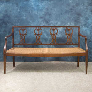 Period Walnut Bench with Straw Seat