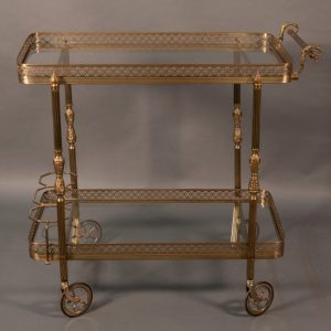 Chariot desserte en laiton doré Maison Jansen
