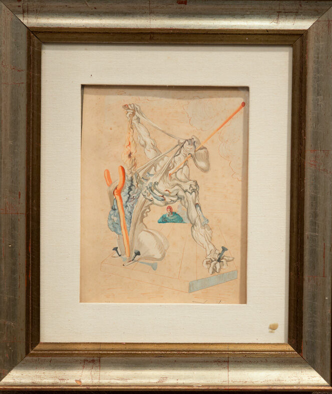 isegno surrealista di Salvador Dalí, opera originale su carta