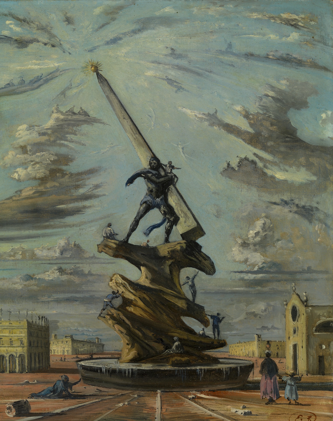 Work by Eugene Berman raffigurante una visione monumentale e teatrale ispirata a Gian Lorenzo Bernini,