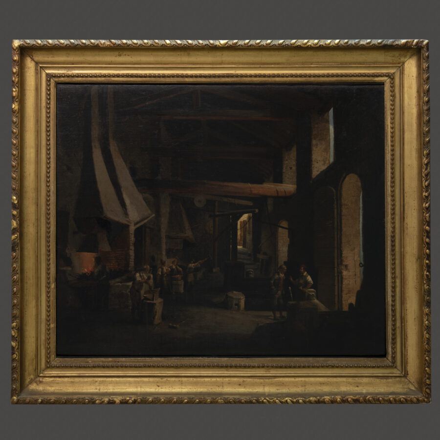 Giovanni Migliara interno di fucina pittura Ottocento