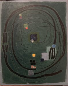 Bice Lazzari Divertimento 3 struttura circolare su fondo verde