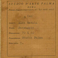 Retro del Paesaggio di Aldo Natili con etichetta dello Studio d’Arte Palma n. 140