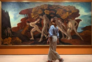 Anselmo Bucci, I Maschi, 1911–1924. Veduta dell’opera alla mostra del Mart di Rovereto, 2026. Foto Sabrina Egidi.