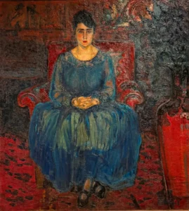 Anselmo Bucci, Ritratto di signora in blu, 1917. Mart Rovereto, 2026. Foto Sabrina Egidi.